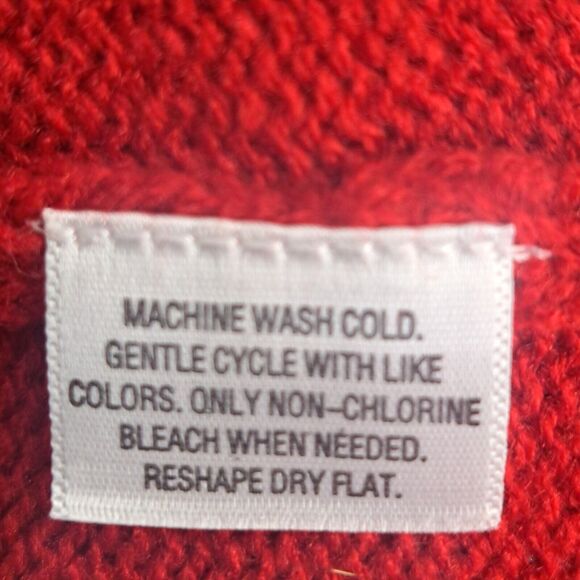 Style & Co Red White Black Sequin Trim Knit Sweater Dress & Scarf Set - Size P/L - Picture 16 of 16